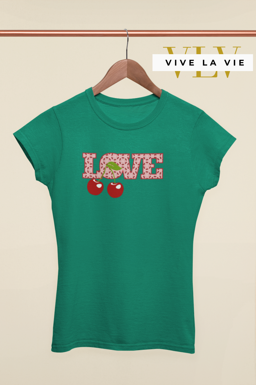 Love Cherries - Premium Woman's Slim Fitted Crewneck T-shirt