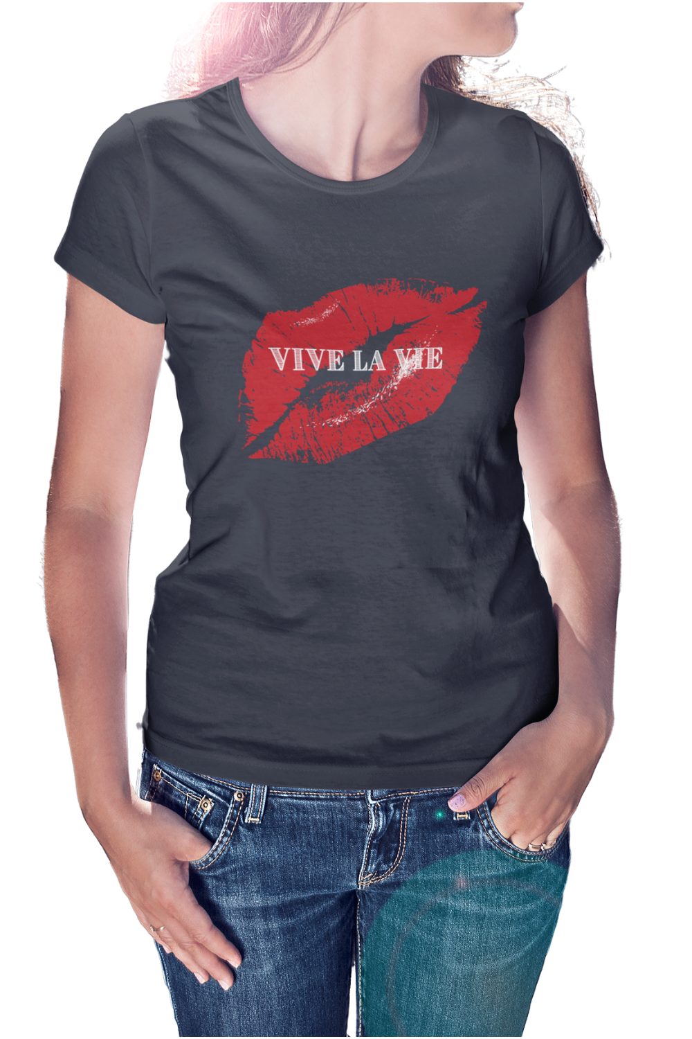 Vive La Vie Kiss - Premium Women's Crewneck T-shirt