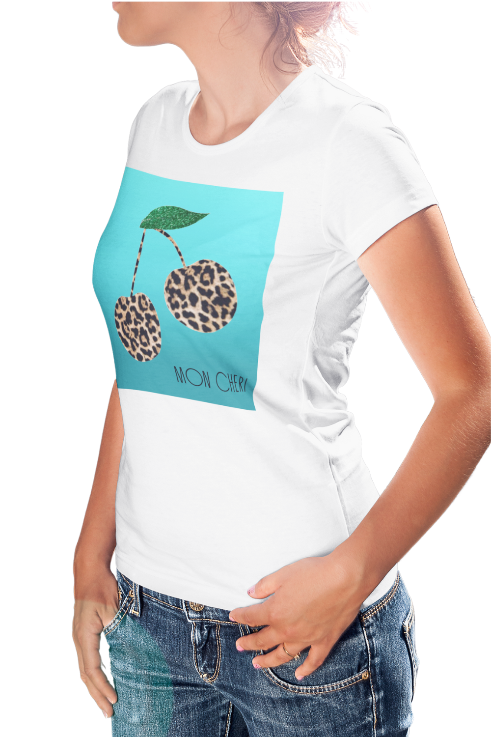 Mon Chéri Leopard Love, Aqua Edition - Premium Women's Crewneck T-shirt