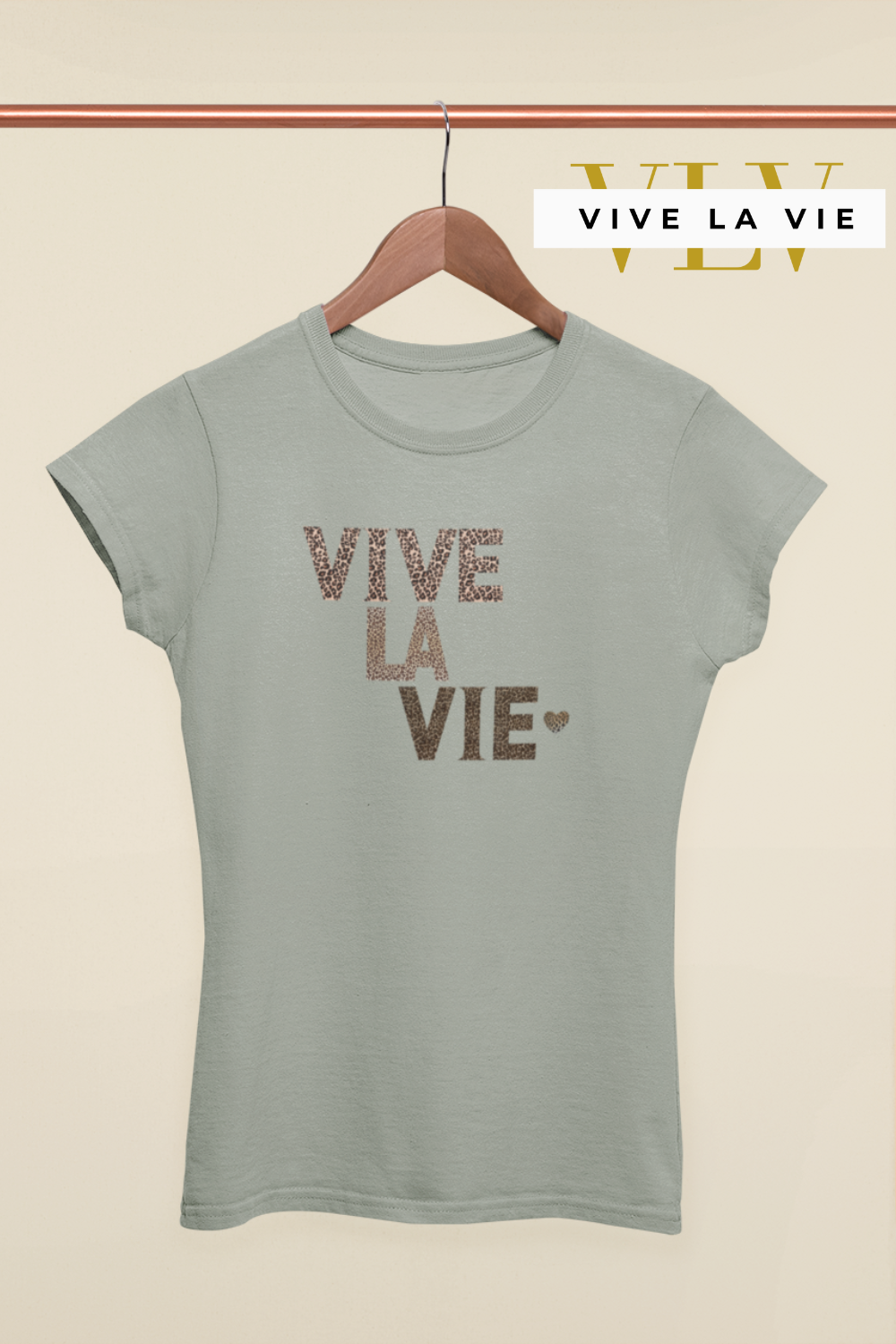 Leopard Vive La Vie - Premium Women's Slim Fitted Crewneck T-shirts