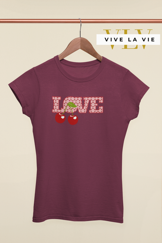 Love Cherries - Premium Woman's Slim Fitted Crewneck T-shirt