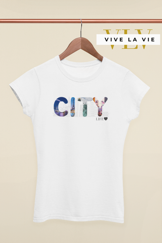 City Life - Premium Women's Crewneck Slim Fitted T-shirt