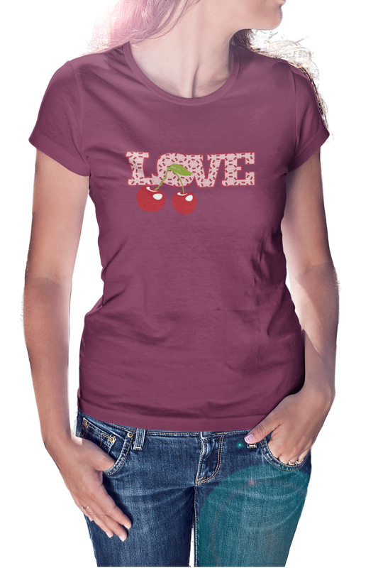 Love Cherries - Premium Woman's Slim Fitted Crewneck T-shirt