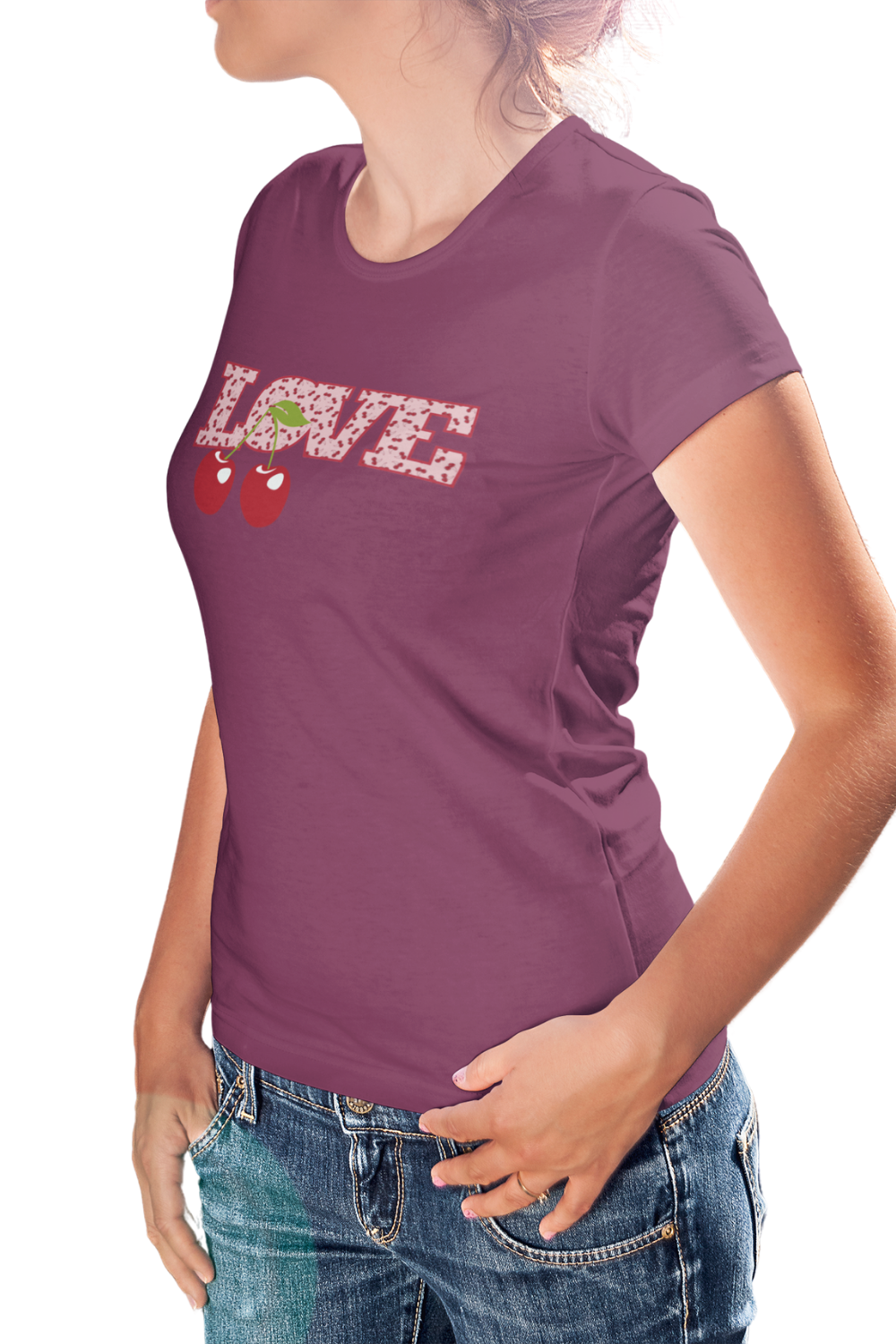 Love Cherries - Premium Woman's Slim Fitted Crewneck T-shirt