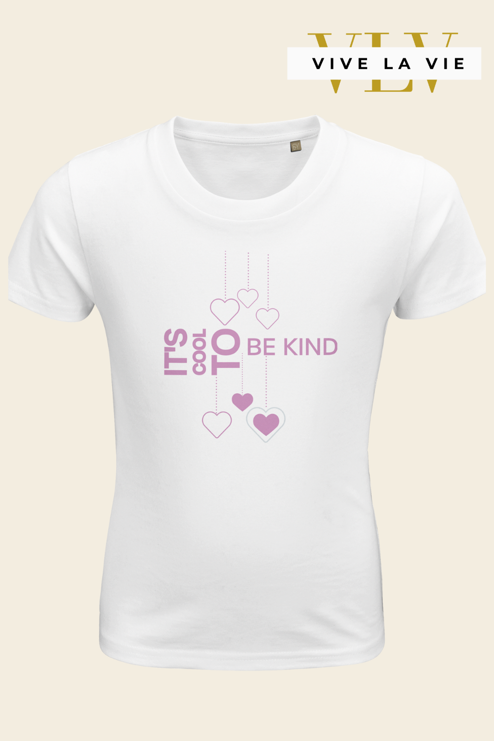 Its Cool To Be Kind Pink Hearts - Organic Kids Fitted T-shirt