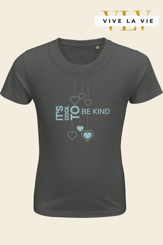 It's Cool To Be Kind Aqua Hearts - Organic Kids Fitted T-shirt