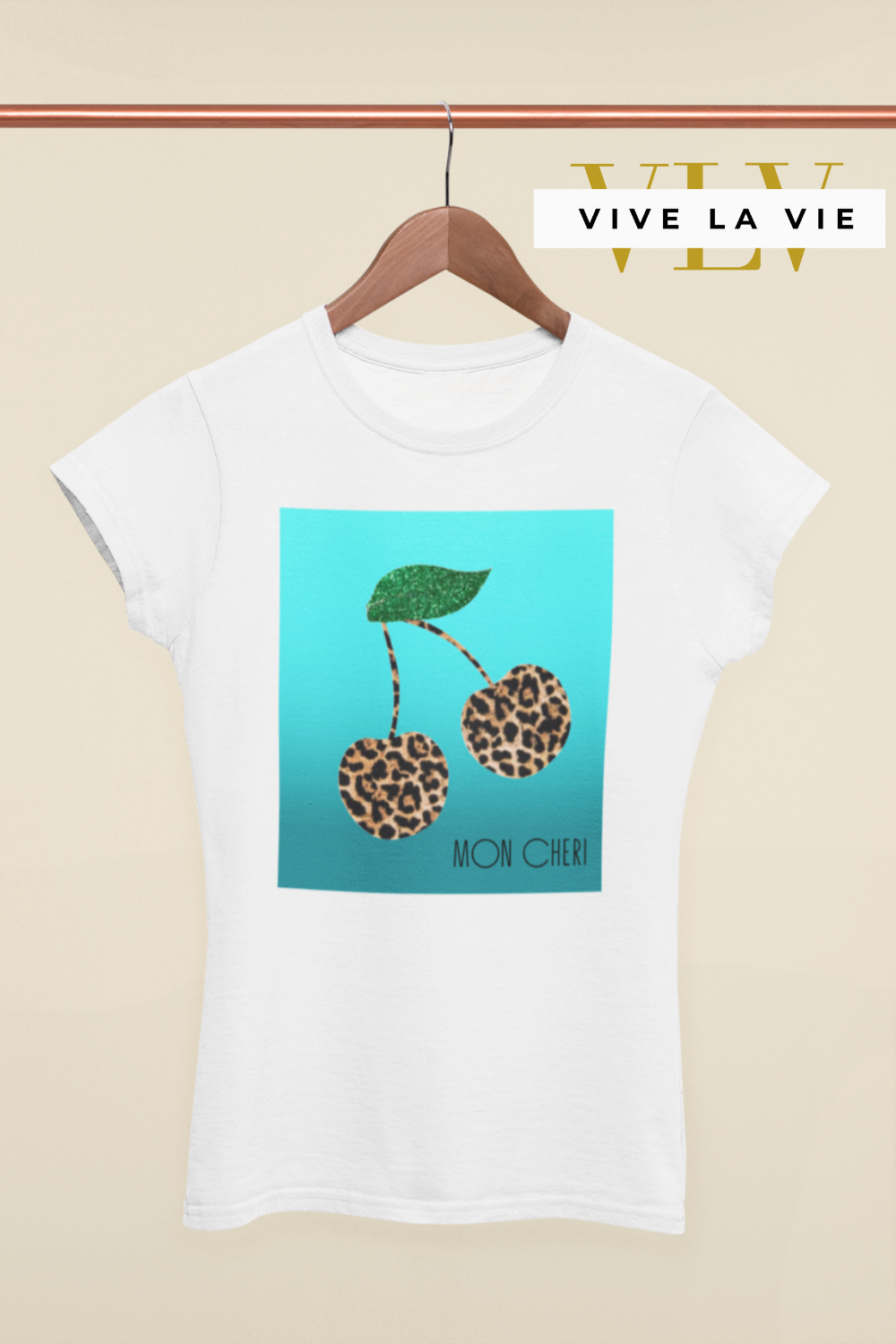 Mon Chéri Leopard Love, Aqua Edition - Premium Women's Crewneck T-shirt