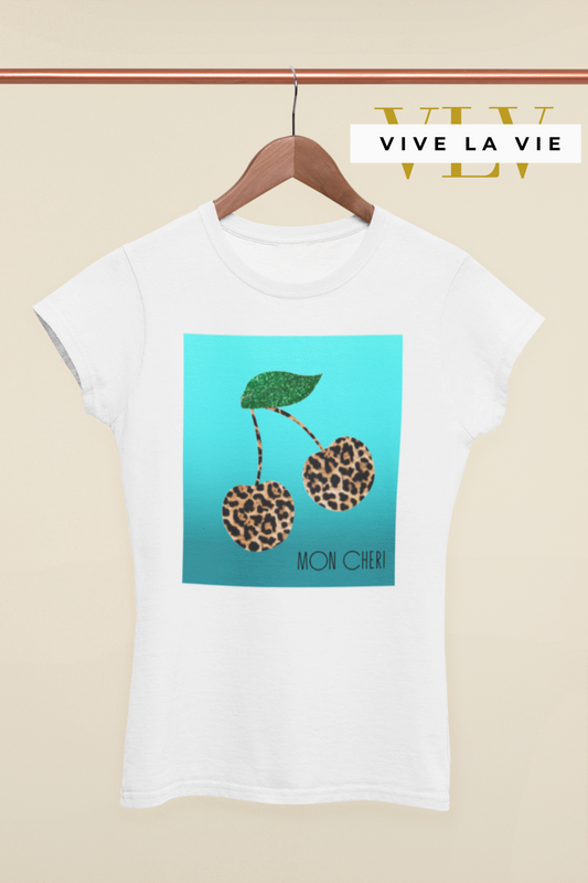 Mon Chéri Leopard Love, Aqua Edition - Premium Women's Crewneck T-shirt