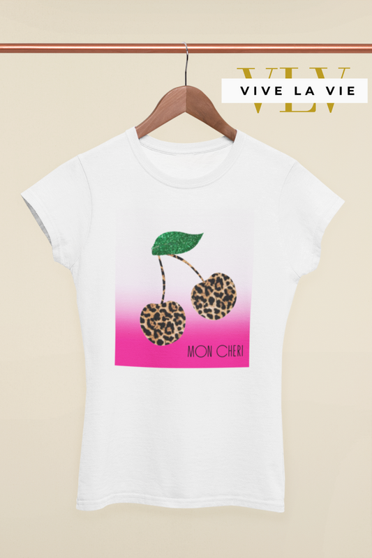 Mon Chéri Leopard Love, Magenta Edition - Women's Premium Crewneck T'shirt