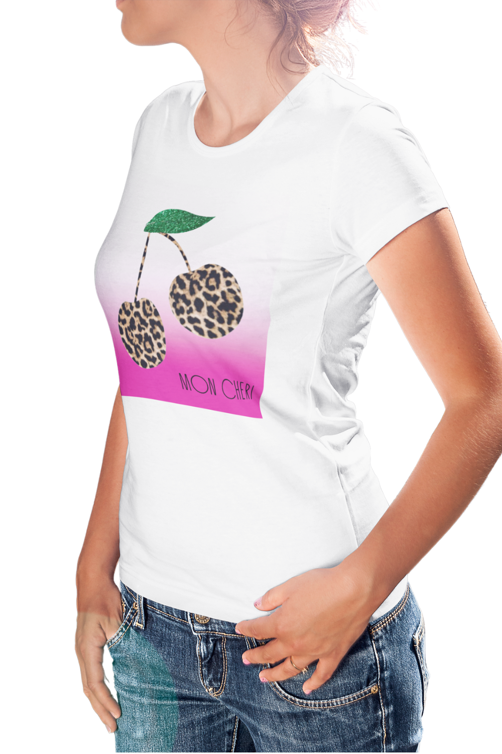 Mon Chéri Leopard Love, Magenta Edition - Women's Premium Crewneck T'shirt