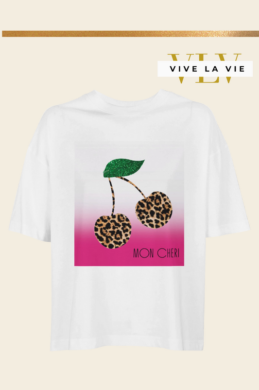Mon Chéri Leopard Love, Magenta Edition-  Women's Boxy T-shirt