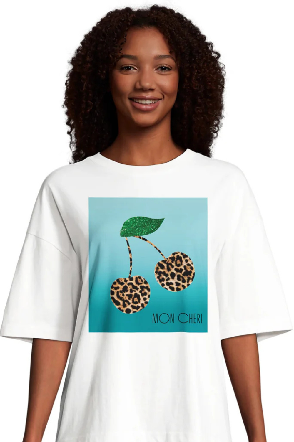 Mon Chéri Leopard Love, Aqua Edition - Organic Women's Boxy T'shirt