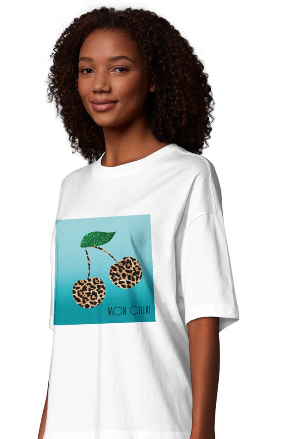 Mon Chéri Leopard Love, Aqua Edition - Organic Women's Boxy T'shirt