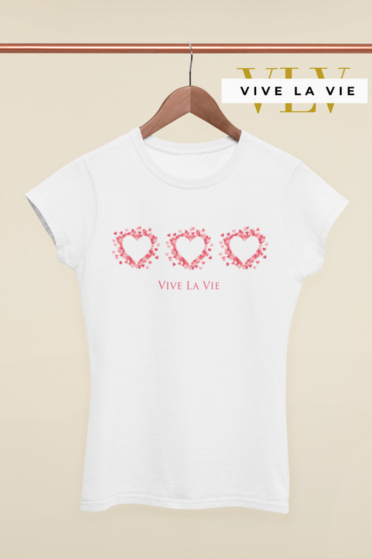 Vive La Vie Hearts - Premium Women's Slim Fitted Crewneck T-shirt